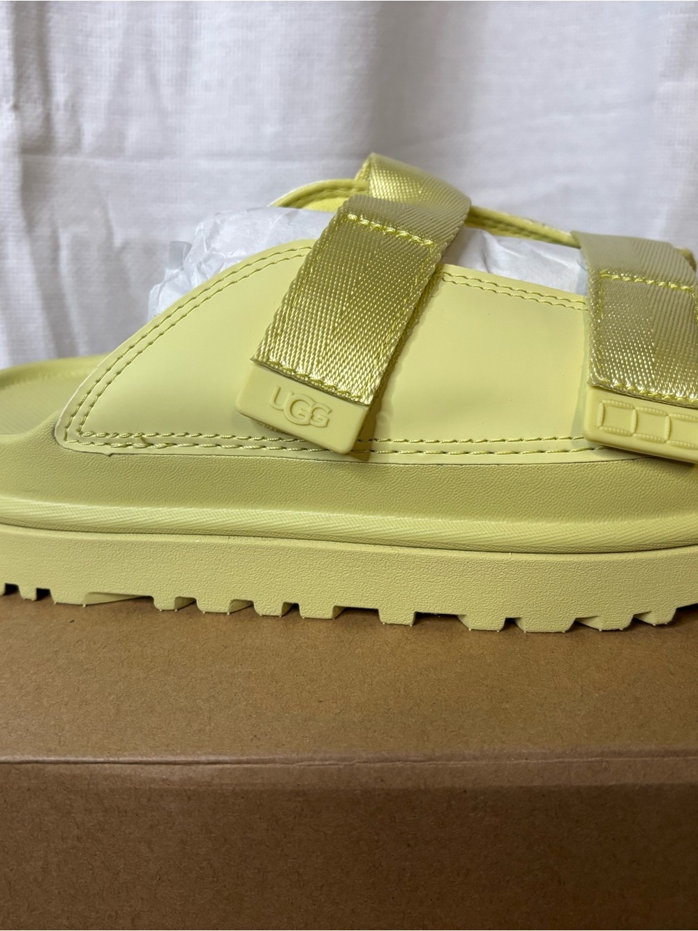 UGG Kids Lemon Yellow Adjustable Slide Sandals